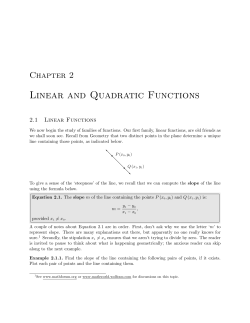 Section 2.1: Linear Functions