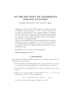on the security of goldreich`s one-way function