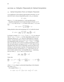 lecture 15: Chebyshev Polynomials for Optimal Interpolation