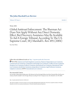 Global Antitrust Enforcement: The Sherman Act Does Not Apply