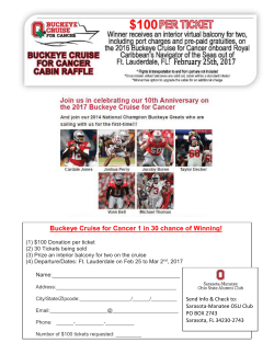 Buckeye Cruise for Cancer 1 in 30 chance of Winning!