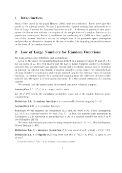 1 Introduction 2 Law of Large Numbers for Random Functions