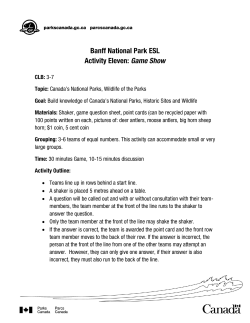 Banff National Park ESL Activity Eleven: Game Show