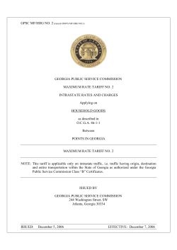 Household Goods Maximum Rate Tariff