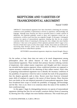 SKEPTICISM AND VARIETIES OF TRANSCENDENTAL ARGUMENT