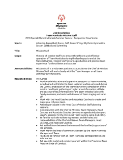 Job Description Team Manitoba Mission Staff 2018 Special