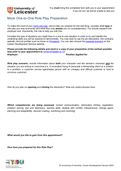 Mock Role Play - University of Leicester