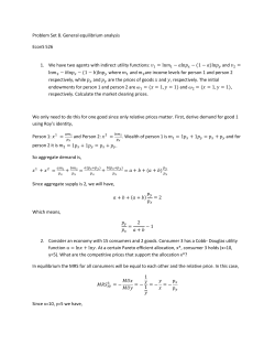 Problem Set 8. General equilibrium analysis