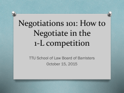 Negotiation Competition - Texas Tech Law School Board of Barristers