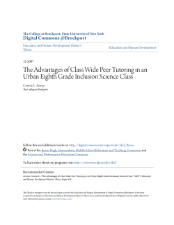 The Advantages of Class Wide Peer Tutoring in an Urban Eighth