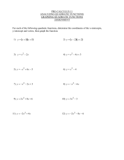 Graphing Quadratic Functions Assignment