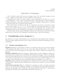 Equivalence of languages 1 Considering every string in L1