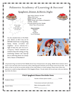 Johnston Spaghetti Pre-Order form - Palmetto Academy of Learning