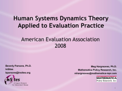 Human Systems Dynamics Theory Applied to Evaluation