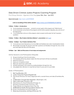 Data Driven Criminal Justice Projects Coaching Program