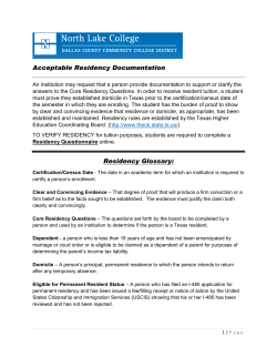 Acceptable Residency Documentation Residency Glossary: