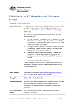 Submission on the WELS Compliance and Enforcement Strategy