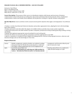 ENGLISH 394-BL10, BL11: BUSINESS WRITING &ndash; Fall 2015