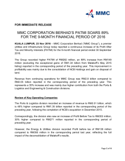 mmc corporation berhad`s patmi soars 89% for the 9