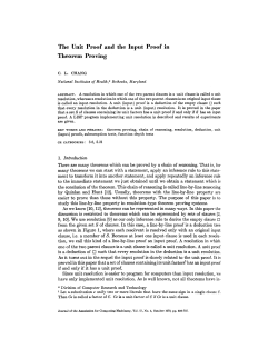 The Unit Proof and the Input Proof in Theorem Proving