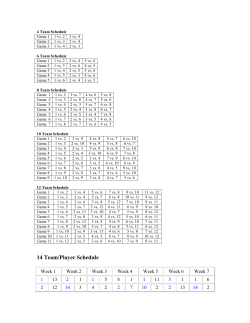 Sample Game Schedules