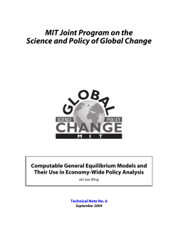 Computable General Equilibrium Models and Their Use in