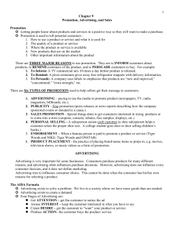 Advertising, Promotion, and Sales