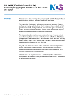 Facilitate young people`s exploration of thir values and beliefs