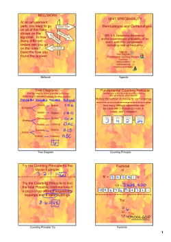 1 UNIT 6 PROBABILITY Permutations and Combinations