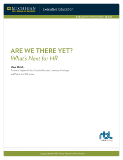 ARE WE THERE YET? What`s Next for HR