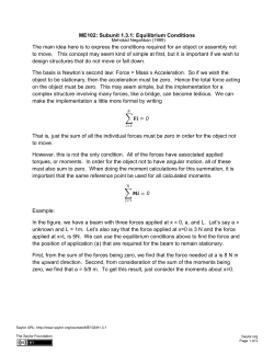 ME102: Subunit 1.3.1: Equilibrium Conditions The main idea here is