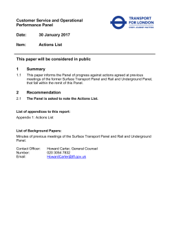 30 January 2017 Item: Actions List This paper will be considered in