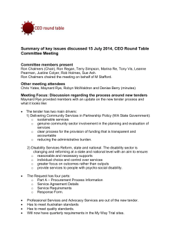 Summary of key issues discussed 15 July 2014, CEO Round Table