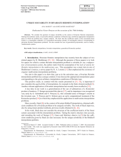 interpolation problem has a unique solution if one chooses the