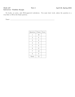 Math 447 Test 3 April 28, Spring 2016 Instructor: Vladislav Kargin