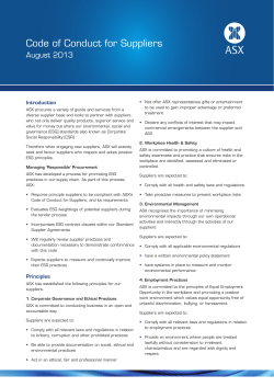 Code of Conduct for Suppliers