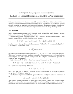 Lecture 15: Separable mappings and the LOCC paradigm