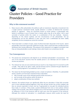 Cluster Policies – Good Practice for Providers