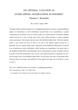 ON OPTIMAL TAXATION IN OVERLAPPING GENERATIONS