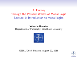 =1=A Journey through the Possible Worlds of Modal Logic Lecture 1