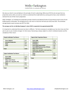 Tax Preparation Schedule of Fees