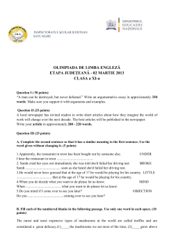 INSPECTORATUL ŞCOLAR JUDETEAN SATU MARE OLIMPIADA