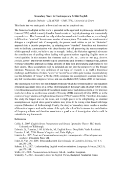 Secondary Stress in Contemporary British English Quentin Dabouis