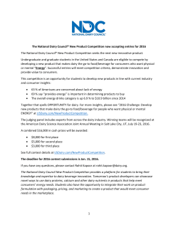 1 The National Dairy Council&reg; New Product Competition now