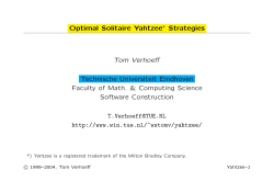 Optimal Solitaire Yahtzee Strategies Tom Verhoeff