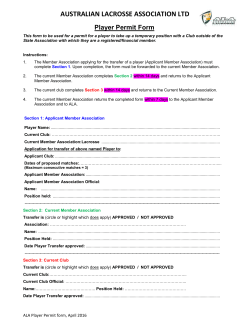 Player Transfer Form - Australian Lacrosse Association