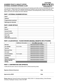 The University requests that external examiners pay all expenses