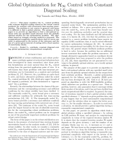 Global Optimization for H&infin; Control with Constant Diagonal Scaling