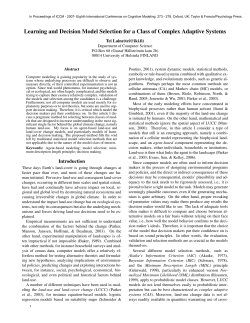 Learning and Decision Model Selection for a Class of Complex
