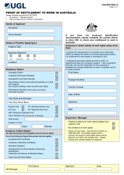 proof of entitlement to work in australia